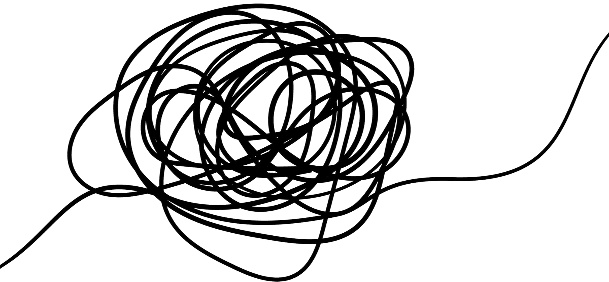 Decorative black pen scribble ball drawing